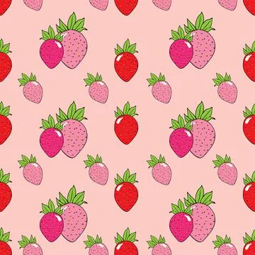 Seamless strawberries illustration pattern Stock Illustration