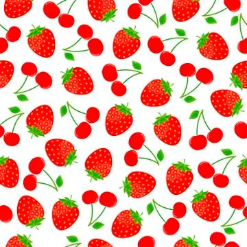 Seamless strawberry and cherry pattern Stock Illustration