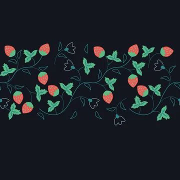 Seamless strawberry border Stock Illustration