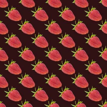 Seamless strawberry pattern on dark red background 스톡 사진