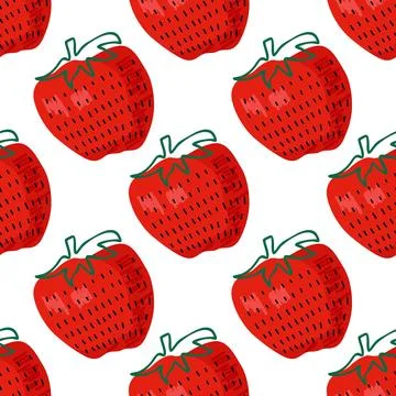 Seamless Strawberry pattern hand drawn vector illustration. Doodle print with Stock Illustration