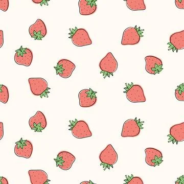 Seamless strawberry pattern with leaves. Vector background with summer swee.. Stock Illustration