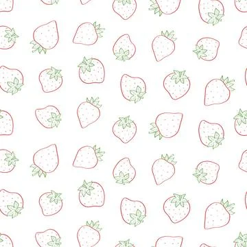 Seamless strawberry pattern with leaves. Vector background with summer sweet  イラスト素材