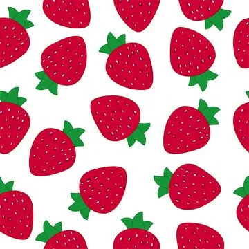 Seamless strawberry pattern. Red strawberries, strawberry backgrounds, summer Stock Illustration