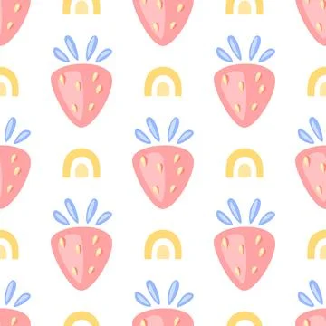 Seamless strawberry pattern, vector illustration イラスト素材