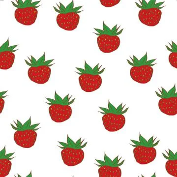 Seamless strawberry pattern on a white background. Vector illustration Stock Illustration