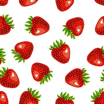 Seamless strawberry pattern on white background Stock Illustration