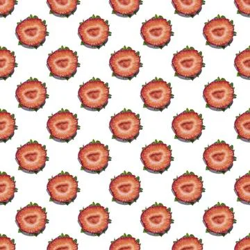 Seamless strawberry pattern on white background photo Photos