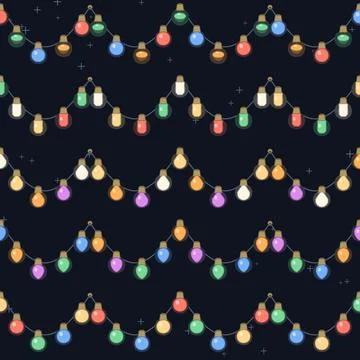 Seamless string lights pattern Stock Illustration