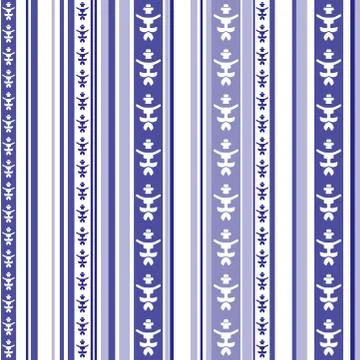 Seamless striped pattern with abstract motif in blue and white Illustrazione stock