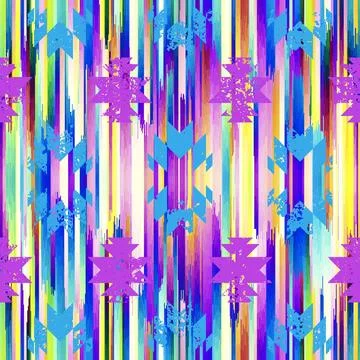 Seamless striped pattern in Aztec style. Folk embroidery.. Aztec ikat style Stock Illustration