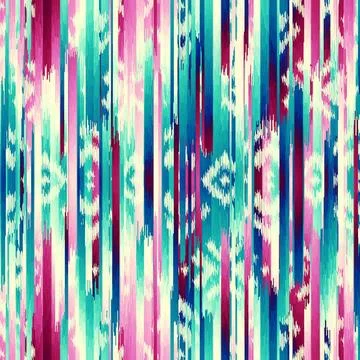 Seamless striped pattern in Aztec style. Folk embroidery.. Aztec ikat style Stock Illustration