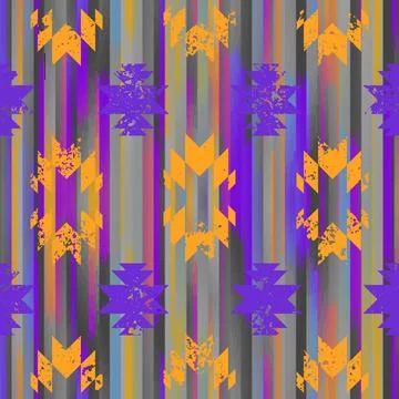 Seamless striped pattern in Aztec style. Folk embroidery.. Aztec ikat style.. Stock Illustration