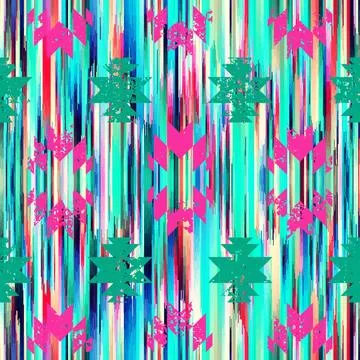 Seamless striped pattern in Aztec style. Folk embroidery.. Aztec ikat style.. Stock Illustration