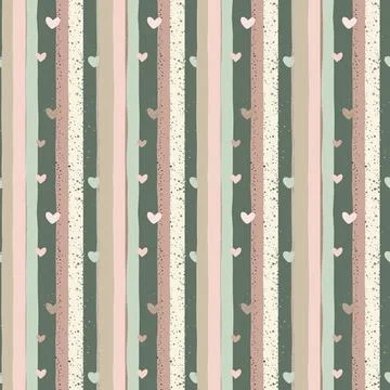 Seamless striped pattern with colorful hearts. Background with hearts Stock Illustration