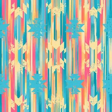Seamless striped pattern in Ikat style. Folk embroidery.. Aztec ikat style Stock Illustration