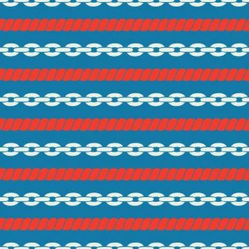 Seamless striped pattern with ropes and chains. Stock Illustration