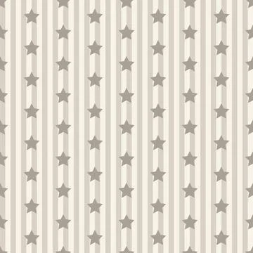 Seamless striped pattern with stars neutral beige background minimal geometric Stock Illustration