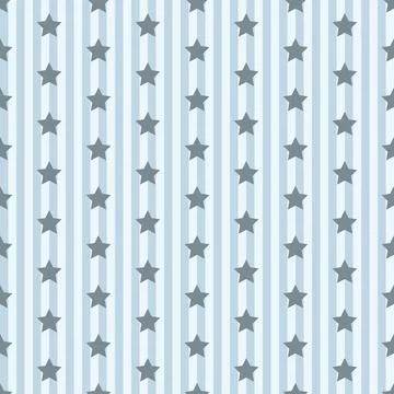 Seamless striped star pattern baby blue pastel background nursery wallpaper Stock Illustration