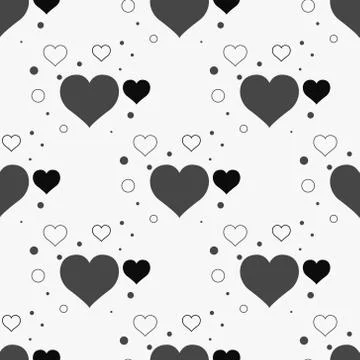 Seamless stylish pattern with black hearts. Vector illustration Stock Illustration