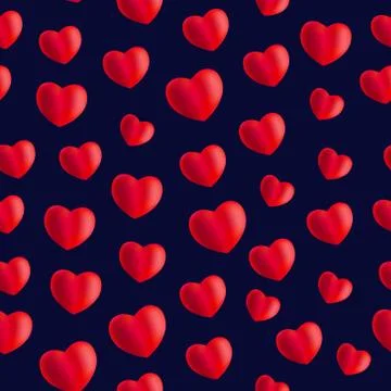 Seamless stylish red pattern with hearts. Vector illustration Stock Illustration