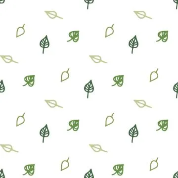 Seamless stylized green leaves pattern Stock Illustration