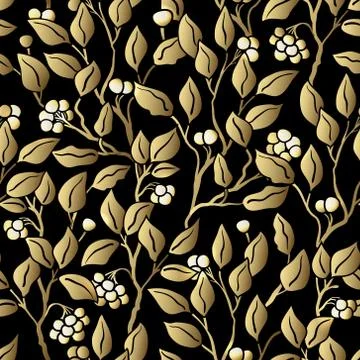 Seamless stylized leaf pattern. Seamless decorative template texture with leaves Stock Illustration