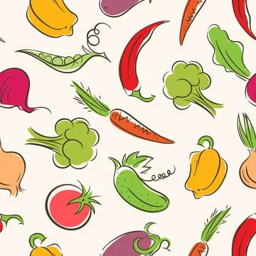 Seamless stylized vegetables Stock Illustration