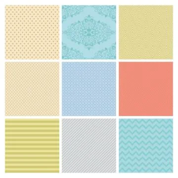 Seamless Subtle geometric background set. Stock Illustration