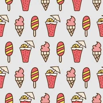 Seamless summer background. Hand drawn pattern Stock Illustration