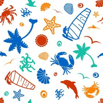 Seamless Summer Background 스톡 일러스트