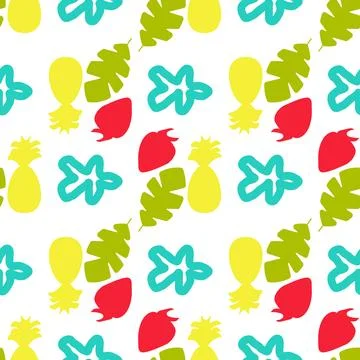 Seamless summer color pattern of abstract shapes Illustrazione stock