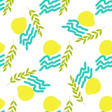 Seamless summer color pattern of abstract shapes Stock Illustration