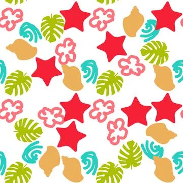 Seamless summer color pattern of abstract shapes Illustrazione stock