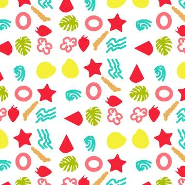 Seamless summer color pattern of abstract shapes Stock Illustration