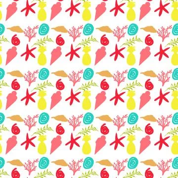 Seamless summer color pattern of abstract shapes Stock Illustration
