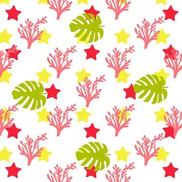 Seamless summer color pattern of abstract shapes Stock Illustration