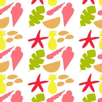 Seamless summer color pattern of abstract shapes Illustrazione stock
