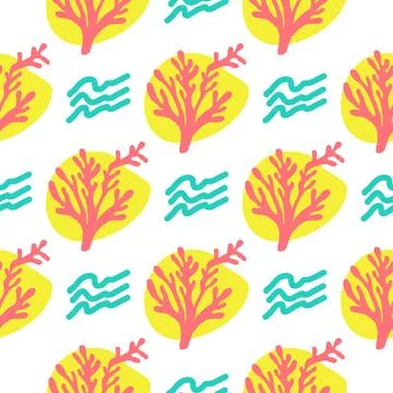 Seamless summer color pattern of abstract shapes Stock Illustration