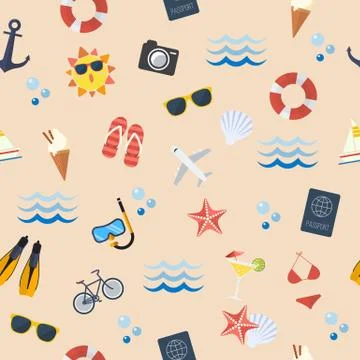 Seamless summer flat pattern 스톡 일러스트