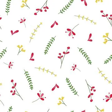 Seamless summer floral pattern. Botanical pattern with flat flowers. Blosso.. Stock Illustration