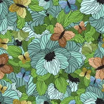 Seamless Summer Floral Pattern Stock Illustration