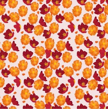 Seamless Summer Floral Pattern with Red Peonies for Fabric and Wallpaper Stock Illustration