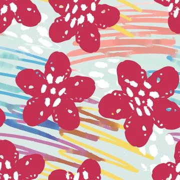 Seamless summer flowers pattern background , greeting card or fabric Stock Illustration