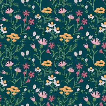 Seamless summer meadow Stock Illustration