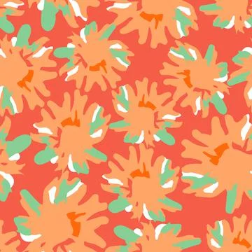 Seamless summer pattern background  with abstract flowers , greeting card or  Stock Illustration