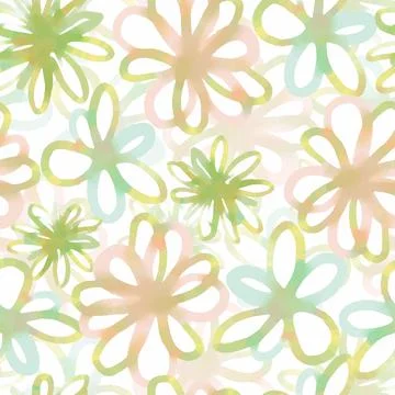 Seamless summer pattern background with doodle paster flowers , greeting card Stock Illustration