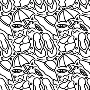 Seamless summer pattern with beach elements Stock Illustration
