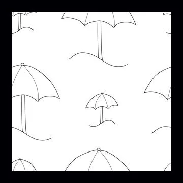 Seamless summer pattern beach umbrella. Linear Hand drawn vector illustration Stock Illustration