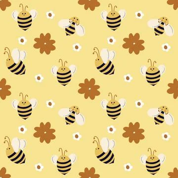 Seamless summer pattern with bees. Honey pattern Illustrazione stock